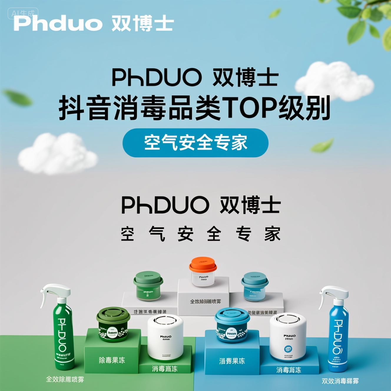 抖音消毒品类前三!Phduo双博士一周内强势冲刺
